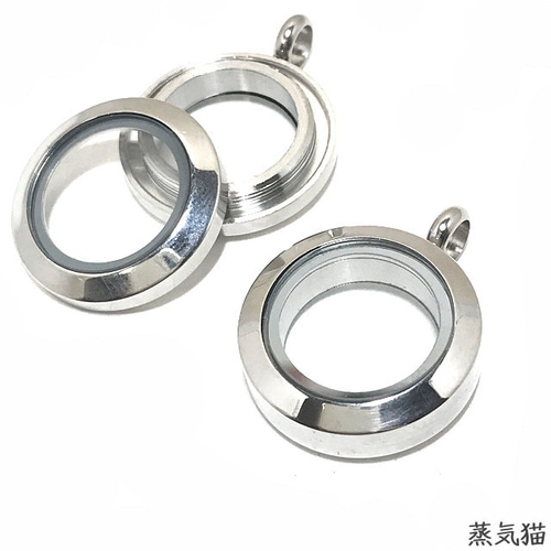 ねじ開閉式】ショーケースチャーム20mm シルバー1個【ガラス ロケット