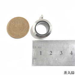 【ねじ開閉式】ショーケースチャーム20mm シルバー1個【ガラス ロケット ハンドメイド用アクセサリーパーツ素材】 4枚目の画像