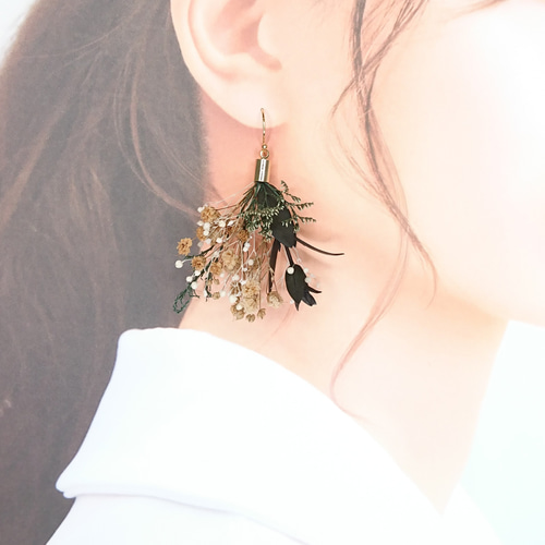 一点限定】本物のお花のブーケアクセサリー ピアス イヤリング 