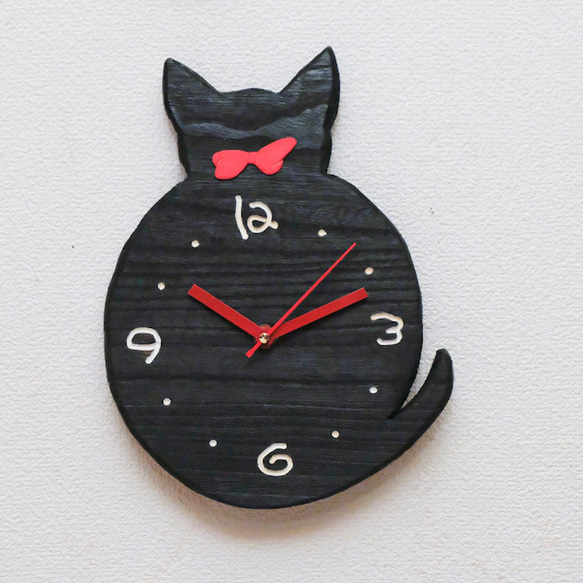 黒猫の掛時計 掛け時計・置き時計 ウッディーライフonozato 通販