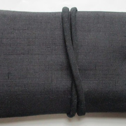 ７３９８　黒の紬の着物で作った和風財布・ポーチ　#送料無料 2枚目の画像