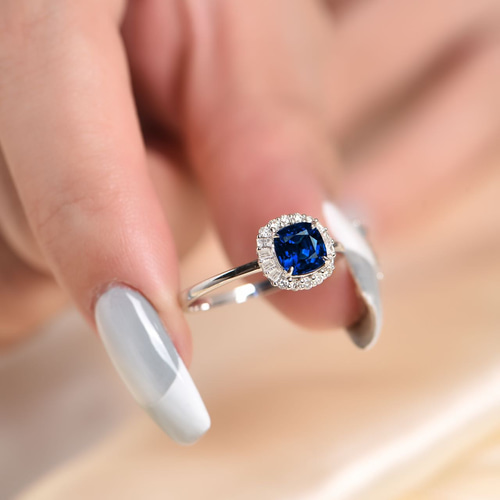 天然ダイヤモンド付きサファイアリングk18 （非加熱 3.34ct 天然
