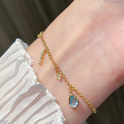 アクアマリンブレスレットk18 ブレスレット パール大好き(購入前