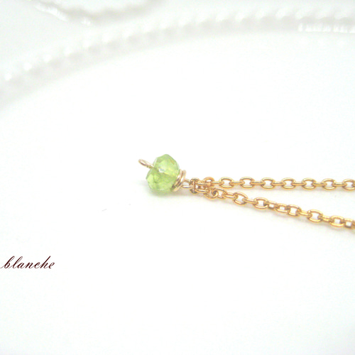 14KGF ペリドットと淡水パールのブレスレット ブレスレット blanche