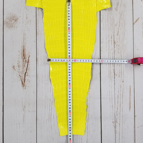 ワニ革 グレージング(艶) レモンピール（白鞣し）「長財布向け」No.CM0021(5703) 6枚目の画像