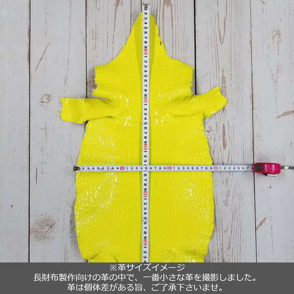 ワニ革 グレージング(艶) レモンピール（白鞣し）「長財布向け」No.CM0021(5703) 3枚目の画像