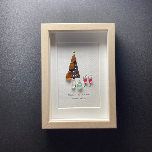 シーグラスアート「ブラウンクリスマスツリー」 1枚目の画像