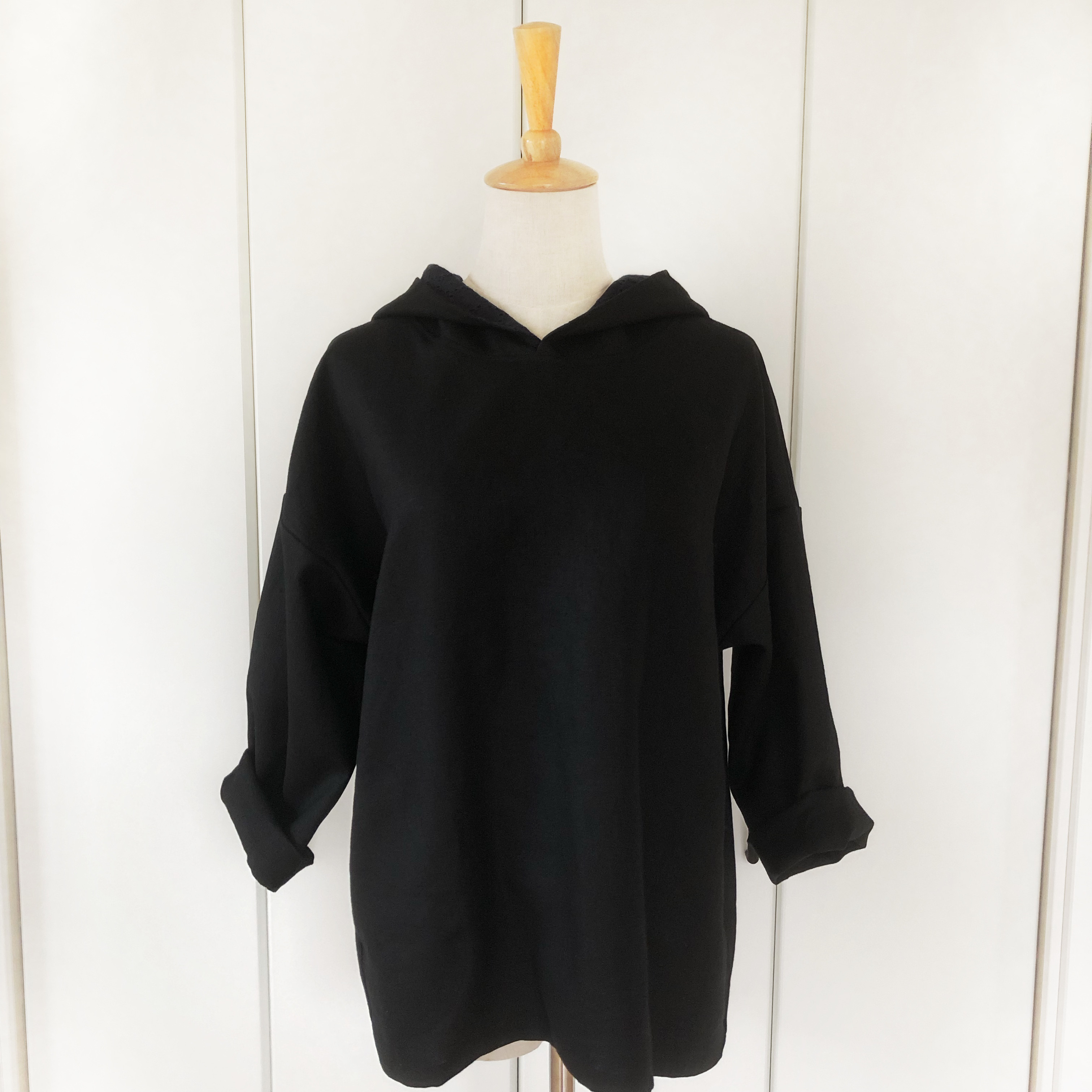 フード付きプルオーバー⭐︎リネンパーカー⭐︎ブラック