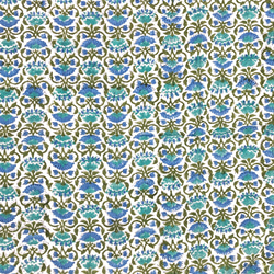 【50cm單位】白藍翠花印度手工塊印花布料棉質 第4張的照片