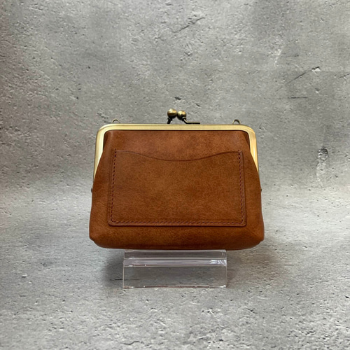 がま口財布ポシェット(ストラップ付き) イタリアンレザー