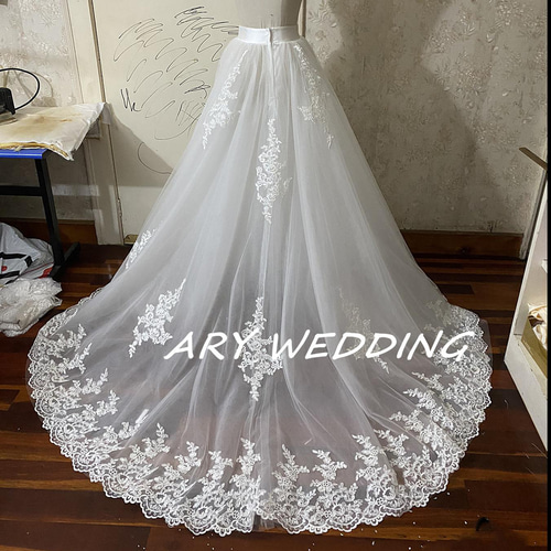 高品質！ソフトチュールオーバースカート 魅惑の花レース ボリューム  