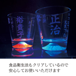 【送料無料 名入れ グラス】名入れ 光るグラス 富士山　感謝　メッセージ　300ml 木箱入り（和） 結婚祝いsb226 7枚目の画像