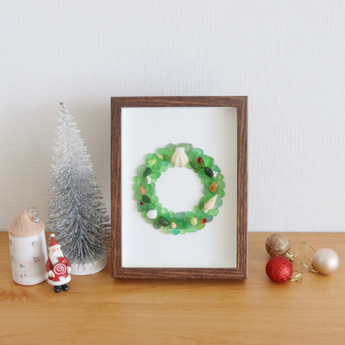 リース|シーグラスアート|クリスマスリース|クリスマス リース|シーグラスアート|クリスマスリース|クリスマス