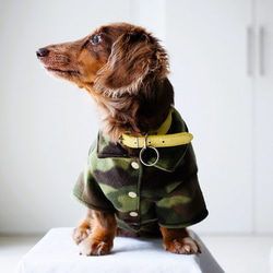 犬服　自然と一体化するフリースのボタン付き迷彩シャツ 1枚目の画像