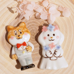 [陶器]ウェディングいぬの箸置き[結婚祝い 犬] 3枚目の画像