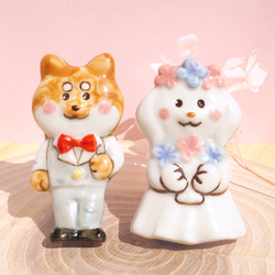 [陶器]ウェディングいぬの箸置き[結婚祝い 犬] 1枚目の画像