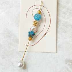 【越來越受歡迎】包裹式履帶鉤耳環設計耳環磁鐵耳夾星空藍 第1張的照片