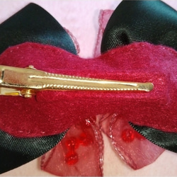 ゆめかわリボンのヘアクリップ（赤と黒）姫アクセサリー・パーティー・ヘアーアクセサリー・ヘッドドレス 5枚目の画像