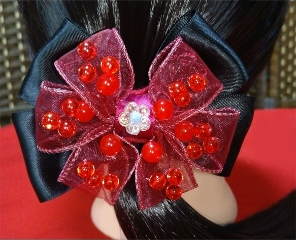 黒リボン装飾ヘアクリップ BONLECILL noir ヘアクリップ 「BONLECILL noir」ビッグ