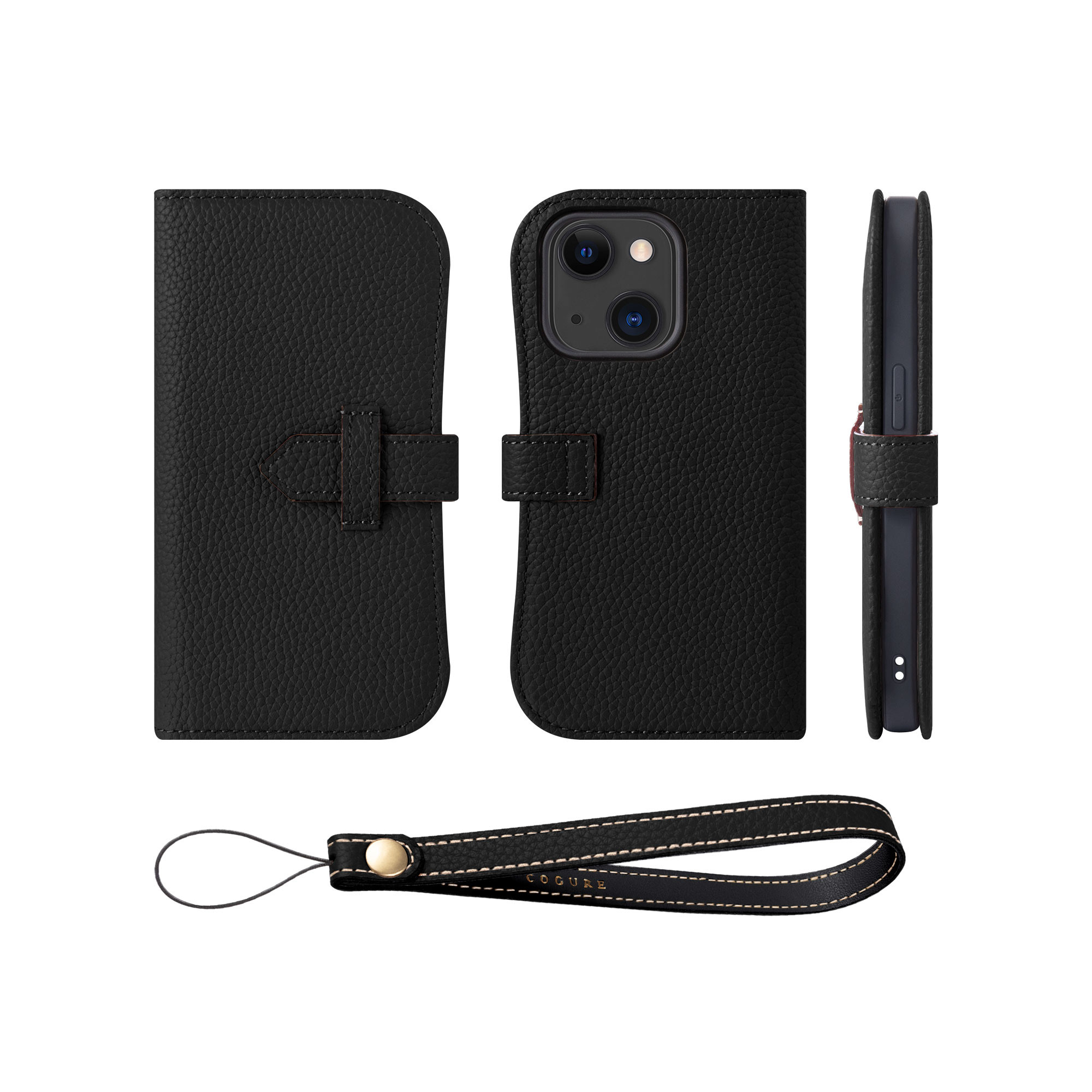 iPhone15 本革ベルテッド ダイアリーケース（手帳型） ストラップセット 10色<COPA>