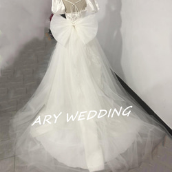 豪華！新娘婚紗可拆大絲帶罩裙令人垂涎的禮服婚禮 第7張的照片
