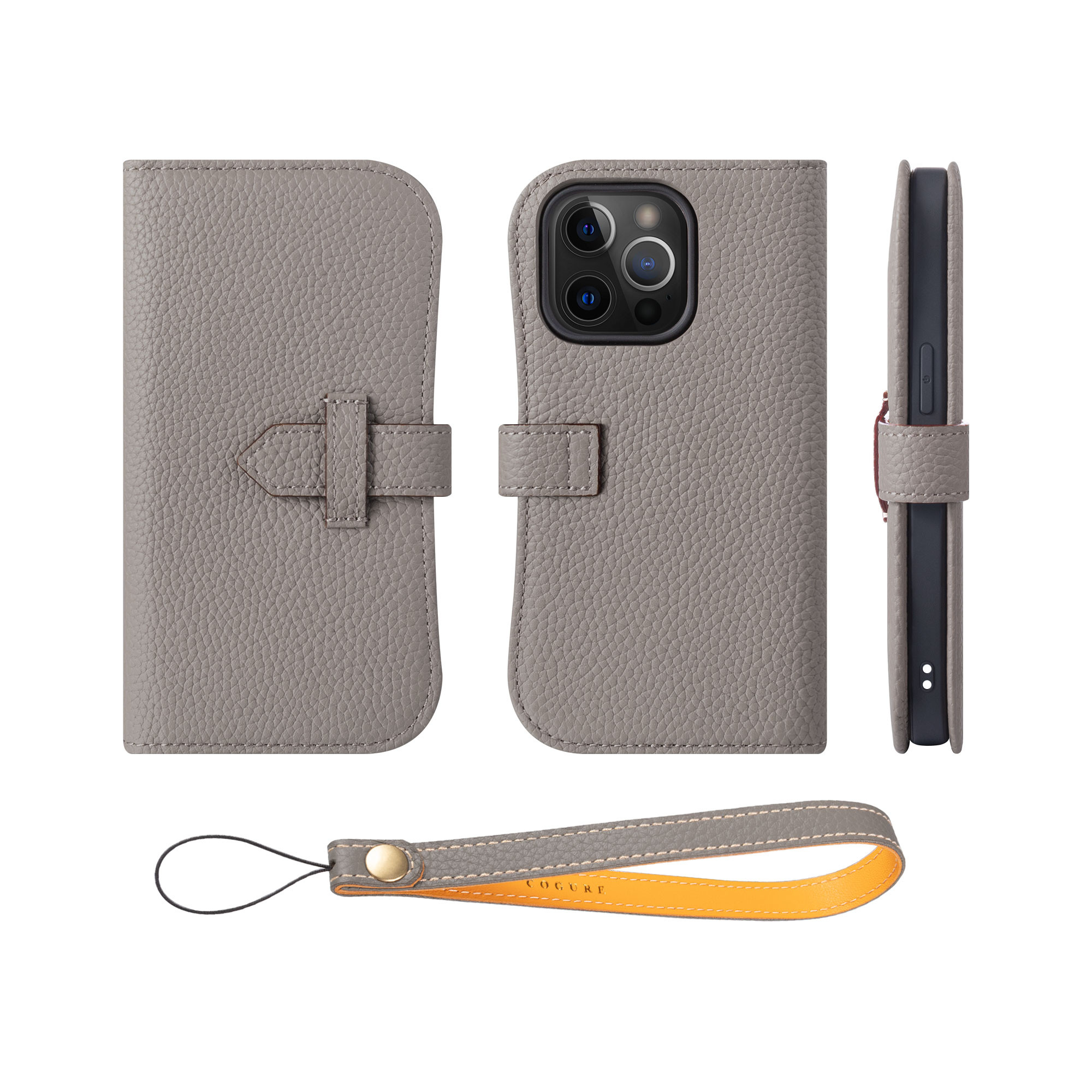 iPhone15ProMax 本革ベルテッド ダイアリーケース（手帳型） ストラップセット 10色<COPA>