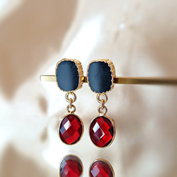 14KGF/ BLACK ONYX GARNET EARRINGS 6枚目の画像