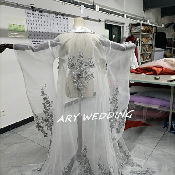 高品質！チュール打掛　着物　オーバードレス　レース羽織　ウエディングドレス　お色直し うす衣 花嫁和装 色打掛 XL ドレス