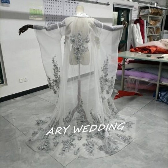 高品質！チュール打掛　着物　オーバードレス　レース羽織　ウエディングドレス　お色直し うす衣 花嫁和装 色打掛 XL ドレス