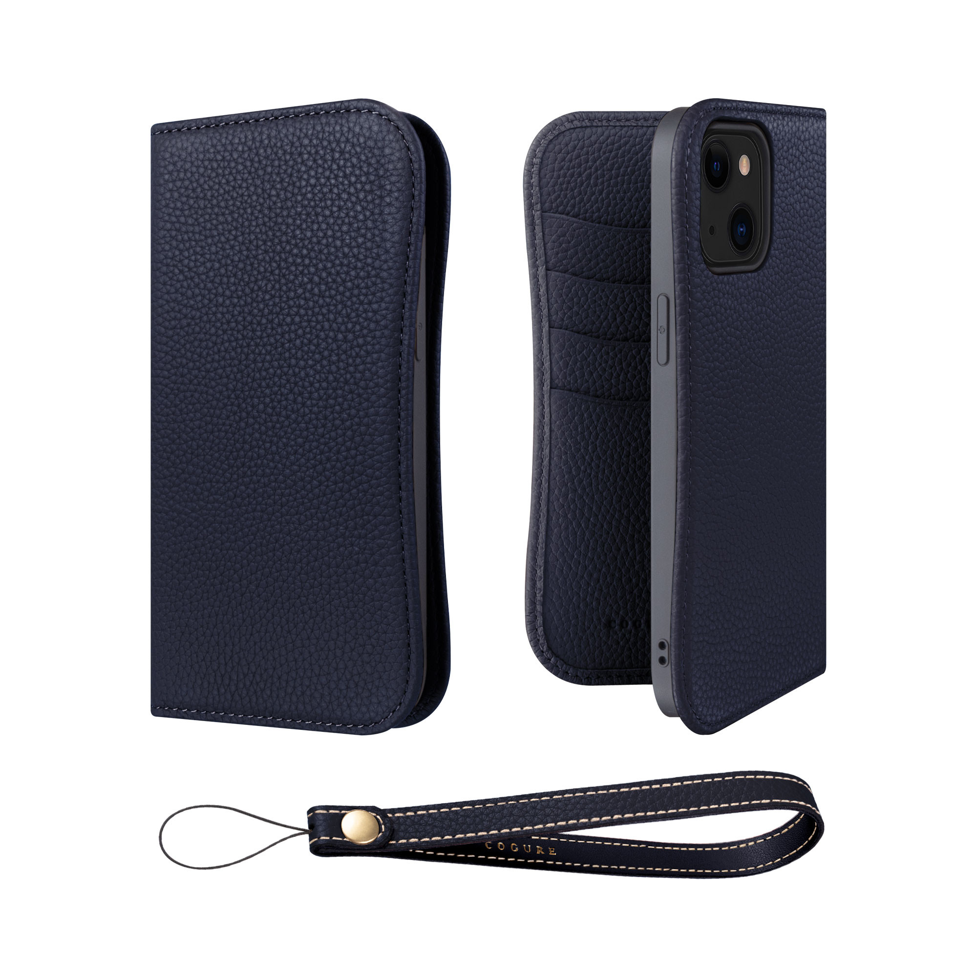 iPhone15Plus 本革ダイアリーケース（手帳型） ストラップセット 10色<COPB>