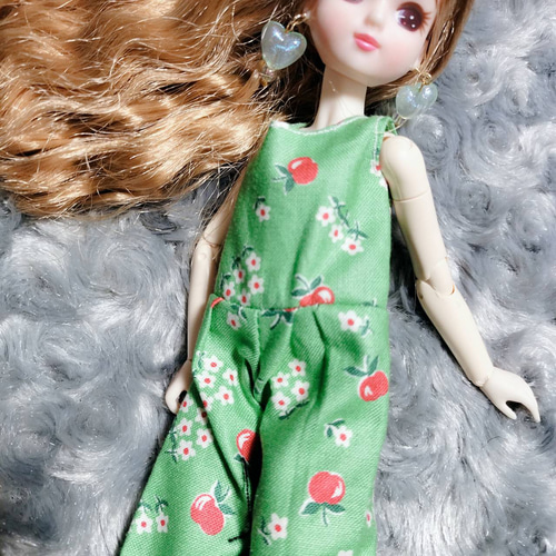 リカちゃん服  花柄オールインワン リカちゃん服 グリーン花柄オールインワン