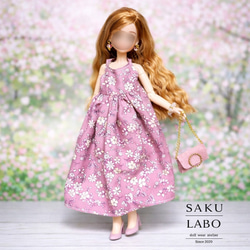 ▷パジャマ上下セット 花柄 紫 服 27cmドール オビツ27 ジェニーちゃん