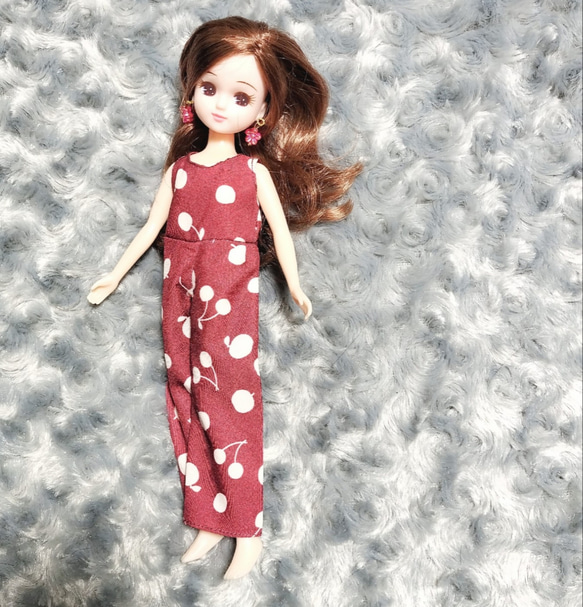 リカちゃん服  花柄オールインワン リカちゃん服 花柄オールインワン