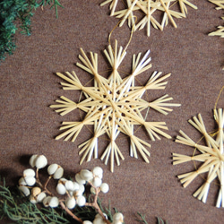 北欧クリスマスオーナメント　麦藁のストロースター（ゴールドセット）　クリスマスツリー・タペストリーに☆ 7枚目の画像