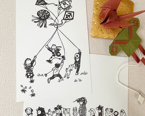 年賀のポストカード2024（たつ年、絡めりーゴーラウンド） ポスト