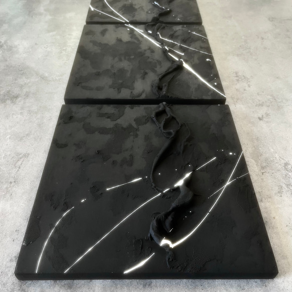 黒　テクスチャーアート　現代アート　アートパネル　絵画　インテリア　和モダン　壁 現代アート 3枚セット テクスチャーアート アートパネル