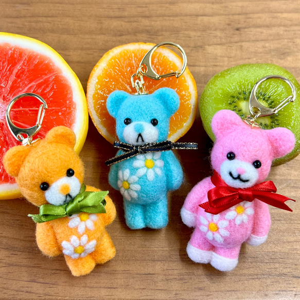 羊毛フェルト くまフラワー （bear bear シリーズ） 羊毛フェルト