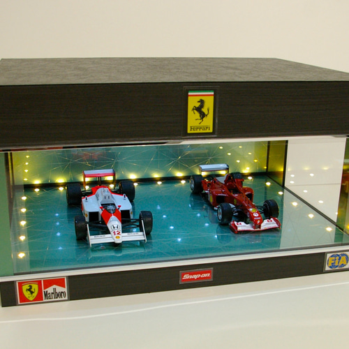 1/18、2台展示可・Mターコイズ・ディスプレーBOX /LED40灯・ネオ 