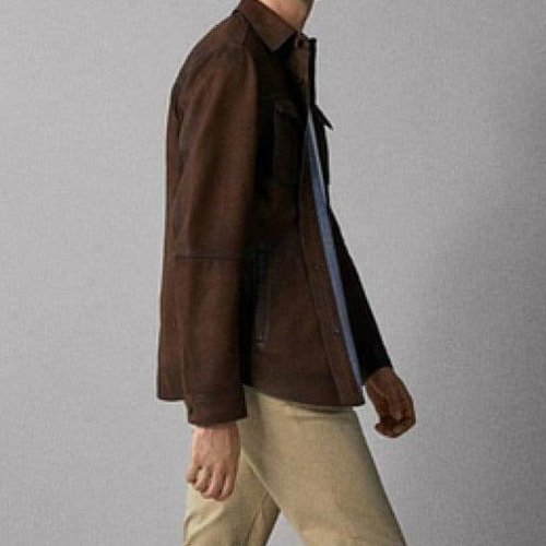 牛革・高グレインバフ仕上げの牛革シャツ Buffed Cow Leather Shirt 