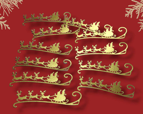 ダイカット サンタクロース 12枚 金色 クラフトパンチ コラージュ