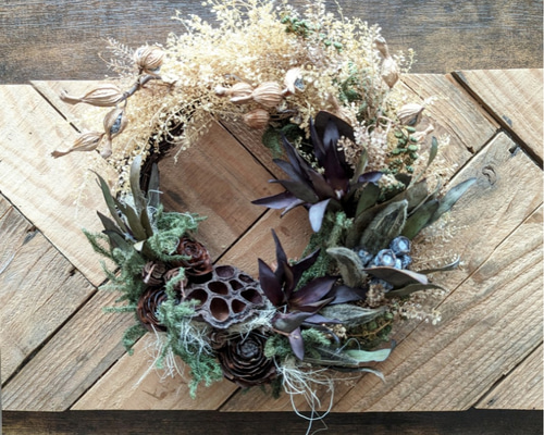 専用＊リューカデンドロ&ナズナ ドライフラワーリース リューカデンドロ&ナズナ ドライフラワーリース リース fu.wa.ran