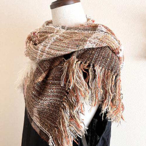 １点物️さをり織り 手織り 暖かい ウール ストール マフラー 送料