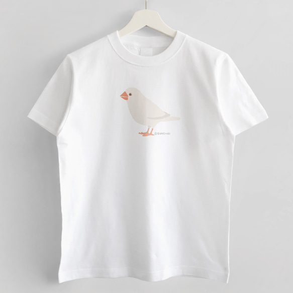 Tシャツ（Simple / 文鳥 / 白） 2枚目の画像