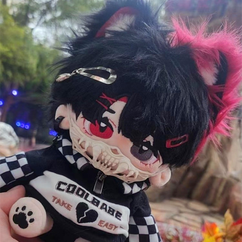20cmぬいぐるみ 着せ替えぬいぐるみ WUDOO 異色の目の黒猫