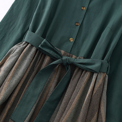 秋のワンピース、綿麻ワンピース、綿麻ロング丈スカート、コットンリネンワンピース 2枚目の画像