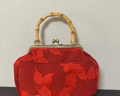 アンズルーム☆ハンドメイド☆竹持ち手☆着物 帯リメイク