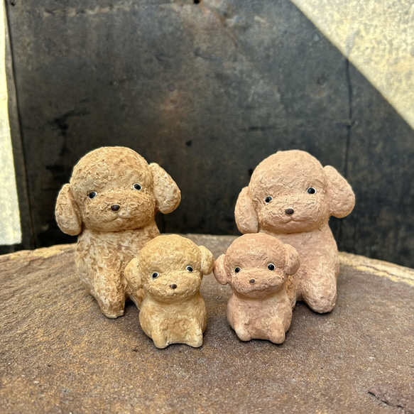 トイプードル　子(レッド）　O-407-1　　陶製　/toy poodle/玩具貴賓犬/Hund 8枚目の画像