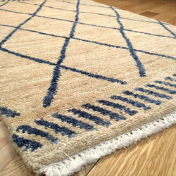 享受四個季節的全季節地毯 有機地毯 Gazeni Gabbeh 90x59cm 米色藍色 第8張的照片