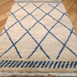 享受四個季節的全季節地毯 有機地毯 Gazeni Gabbeh 90x59cm 米色藍色 第6張的照片