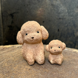 トイプードル　(アプリコット）　O-406-2　　陶製　/toy poodle/玩具貴賓犬 7枚目の画像